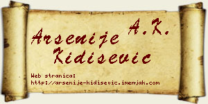 Arsenije Kidišević vizit kartica